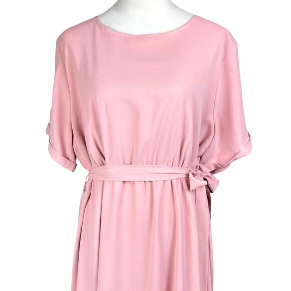 Roolee Classic Taylor Jane Blush Pink Faux Wrap Hi Low Maxi Bridesmaid Dress - Picture 4 of 15